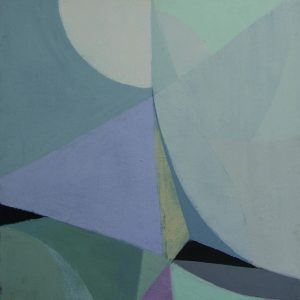 Contemporary Abstract Painting of Geometric Shapes in Blue and Purple