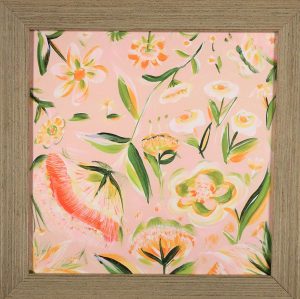 Contemporary Painting of Flowers on a Pink Background