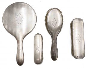 4-Piece American Victorian Silver Brush and Mirror Set