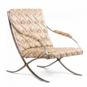 Pair of Art Moderne Geometric Arm Chairs (Manner of Mies Van Der Rohe)