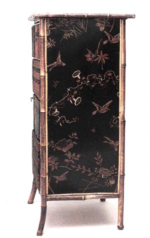 English Victorian Bamboo and Black Lacquered Bookcase