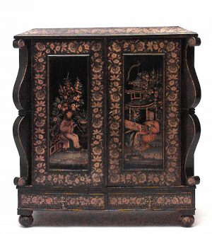 Continental Dutch Style Black Lacquered Commode