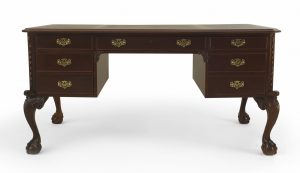 English Chippendale Style Mahogany and Leather Desk
