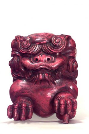 Chinese Red Lacquered Foo Dogs