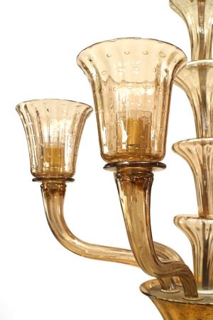 Italian Mid-Century Smoked Amber Glass Chandeliers