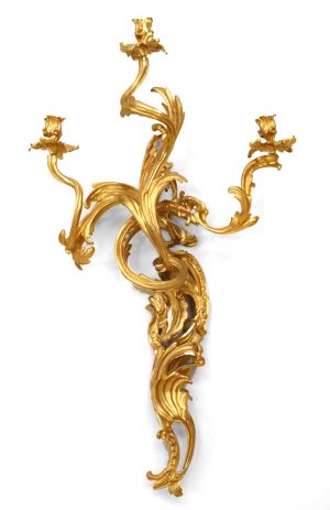 French Louis XV Style Gilt Monumental Wall Sconces