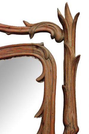 Art Nouveau Carved Stripped Pine Cheval Mirror