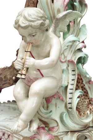 German Meissen Porcelain Cupid Dressing Table / Vanity Mirror