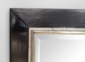 Austrian Art Deco Ebonized Wood and Pearl Veneer Wall Mirror