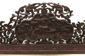 Asian Burmese Style Teak Filigree Wall Mirror