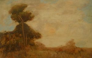 English Victorian Landscape of Field and Trees
