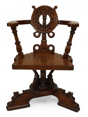 English Arts and Crafts Style Oak Swivel Chair