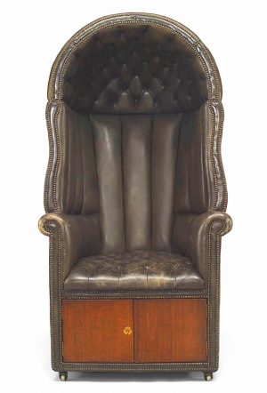 English Georgian Green Leather Arm Chair