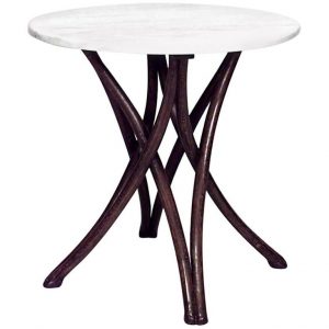 Bentwood Walnut and White Marble Café Tables