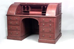 English Arts and Crafts Oak Roll Top Desk