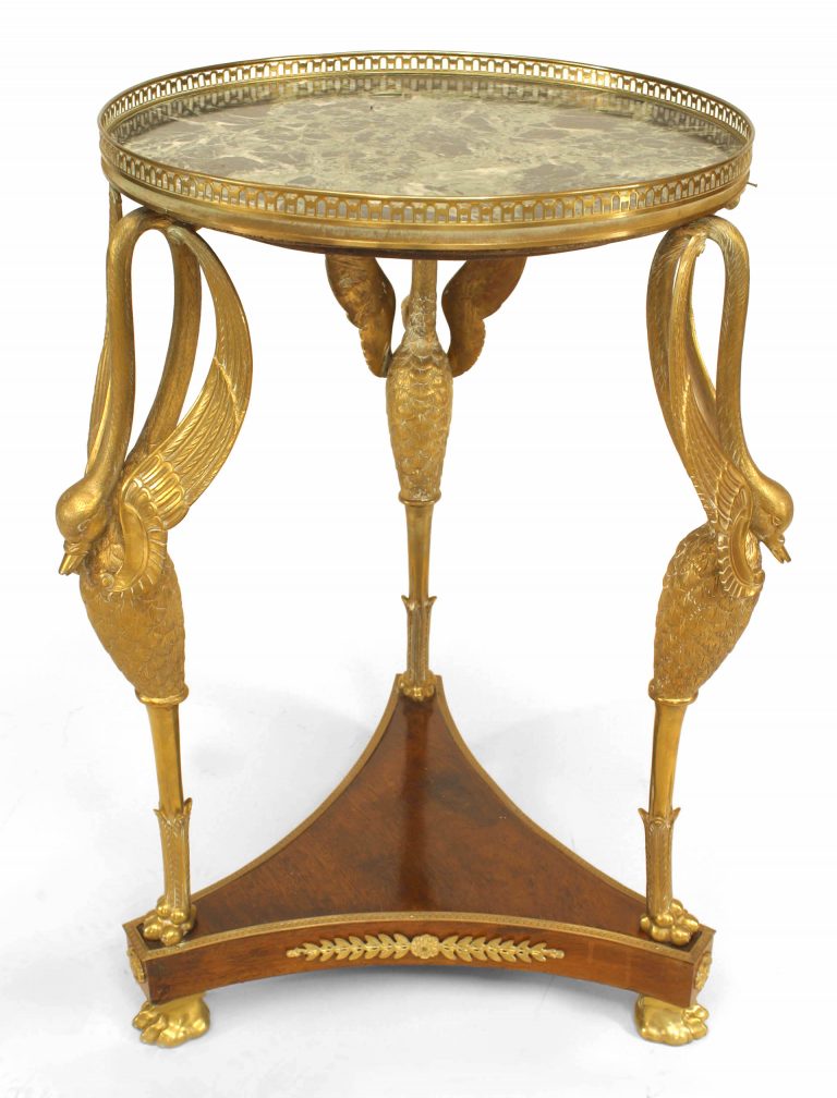 French Empire Guéridon and Marble Table