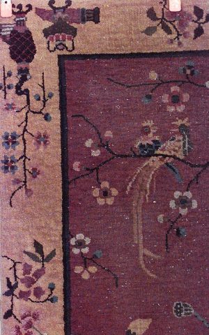 Chinese Art Deco Purple and Gold Wool Rug